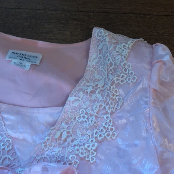 Vintage Drop Waist Pleated Pink Lace Collar Dress - Picture 3 of 7